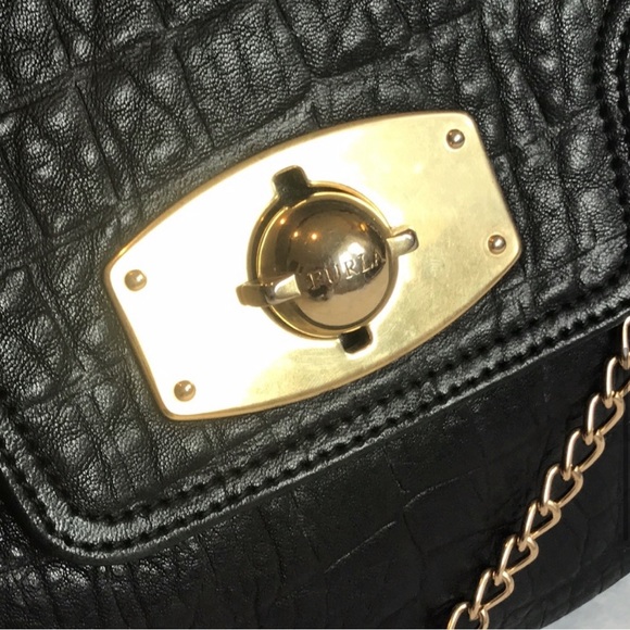 Furla Guggenheim Croc-Embossed Shoulder Bag, Crossbody, Handbag, Clutch - Picture 8 of 13